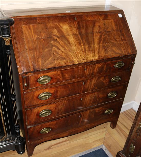 A Regency mahogany bureau, W.91cm